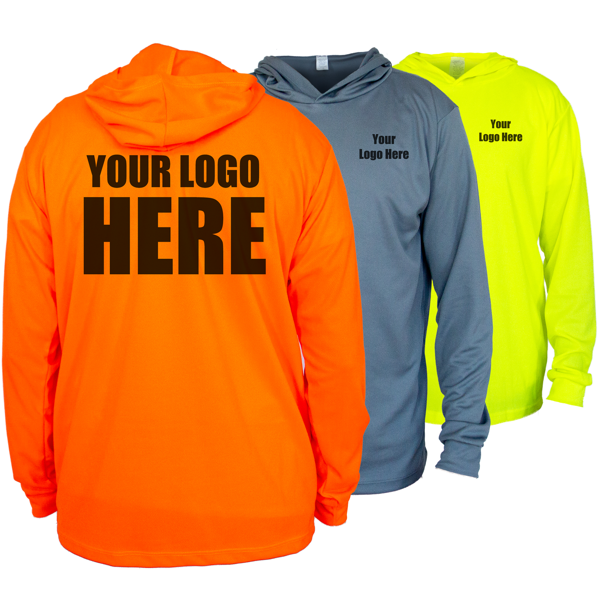 Men's custom printed logo high visibility construction shirts. 