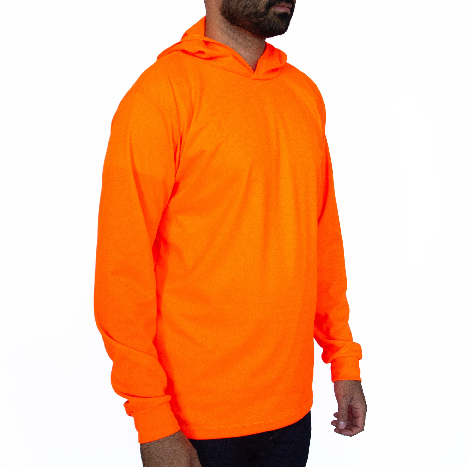 Business logo screen printed high visibility safety shirts for construction workers. 